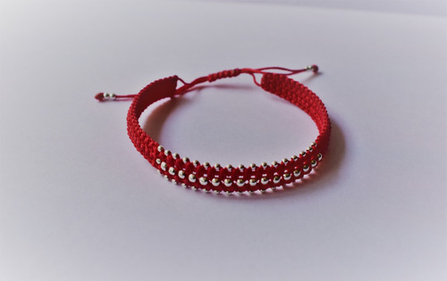 Imagen 2 de 2 de Pulsera Roja Buena Suerte Hilo Rojo Y Plata 925