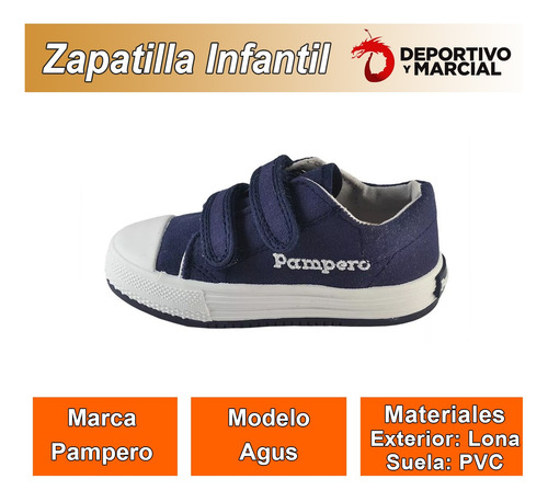 Imagen 2 de 8 de Zapatillas Pampero Infantil Abrojo Velcro Colegial Niño Niña