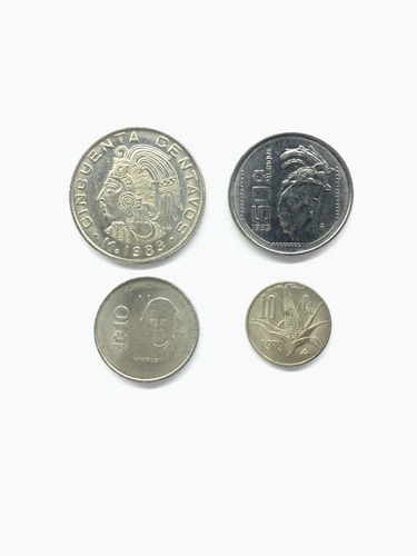 4 Monedas Antiguas De Mexico Años 80´s (Usado)