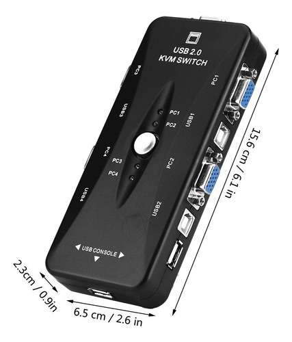 3 Vías 4 Puertos Usb Vga Conmutador Kvm Caja De Control De N