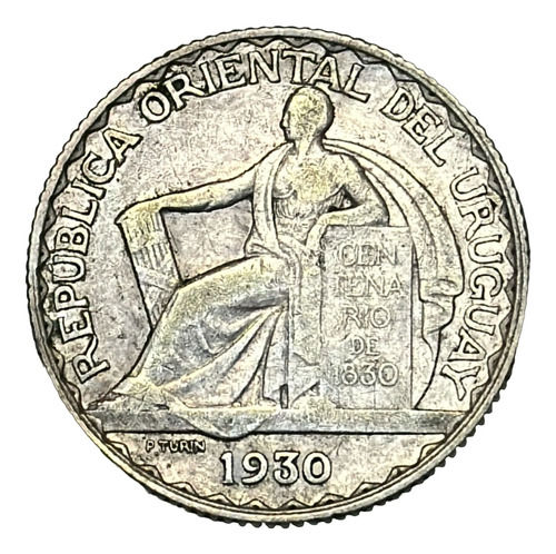 Moneda Uruguay 20 Centésimos Año 1930 Km# 26 Plata 0.800