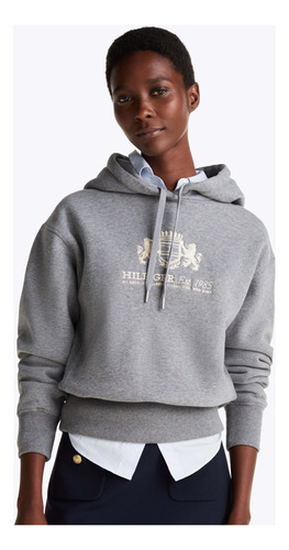Sudadera Gris Con Capucha Y Cordón Tommy Hilfiger Mujer