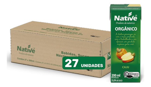 Pack Suco de Caju Orgânico Native - Caixa com 27 unidades de 200ml