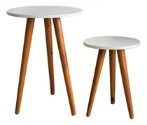 Comprar Mesa De Canto Apoio Lateral Pe Palito 2 Mesas Tripe Redonda