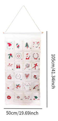 Calendario De Adviento De Navidad Con Bolsillos, Bolsa De