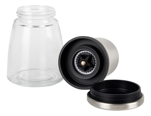 Yab - Moedor Manual Pimenta Sal Grosso Temperos Especiarias Em Inox Cerâmica E Vidro Gourmet P/ Cozinha Premium