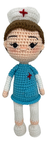 Enfermera Muñeca Tejida A Crochet Peluche Doctora Artesanal