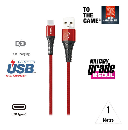 Cable Usb C Tipo C Mallado Fast Ch Para Xiaomi Y Redmi Note