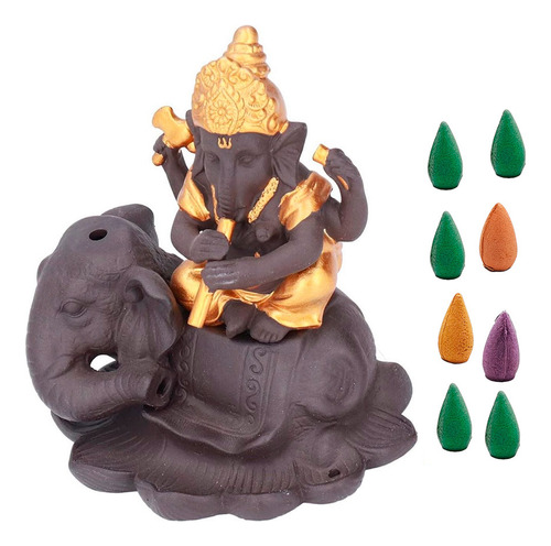 Elefante Ganesha Quemador Incienso + Cono De Incienso 0333