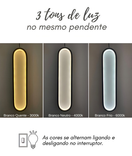 Colgante Led Moderno Ovalado Minimalista Con Cabecero Negro