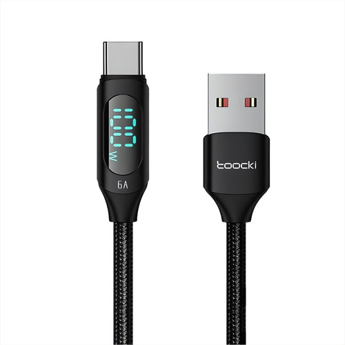 Cable Carga Datos Toocki Usb A Tipo C, 100w, 6a, 2m, Display