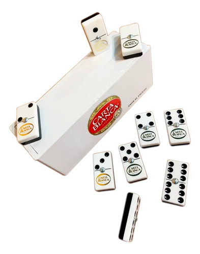 Domino Tecate Plata / Domino Carta Blanca B/n Caja Plastico