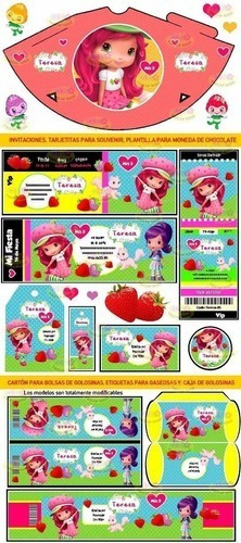 Kit Imprimible Frutillitas - Candy Bar Invitaciones + Extras