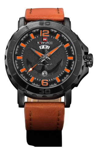 Reloj Para Hombre Naviforce Pulso Cuero Hora Analoga Militar