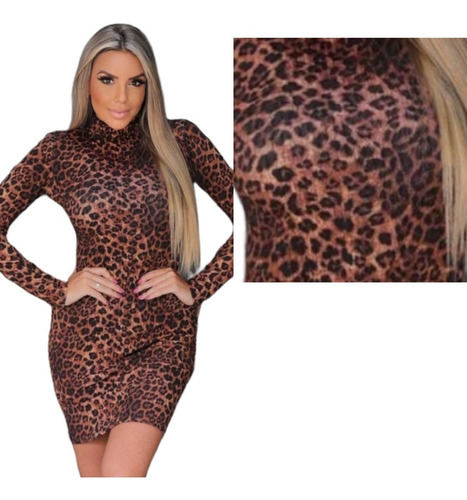 Imagem 5 de 5 de Vestido Manga Longa Tubinho Inverno Canelado Justo Gola Rolê