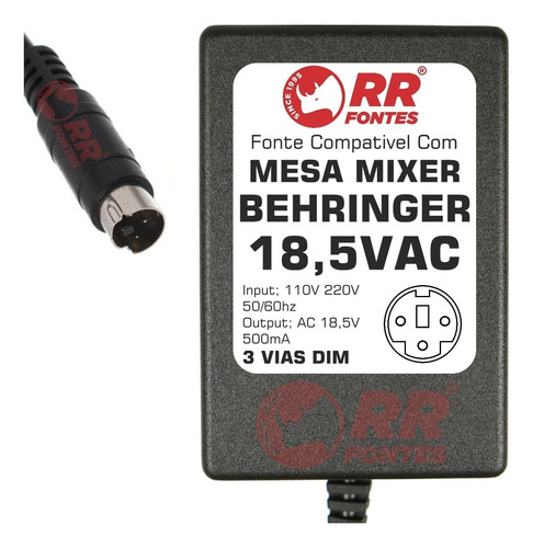 Fonte Ac 18,5v Para Mesa Mixer Behringer Mxul3 Mxuk3 Mxccc3