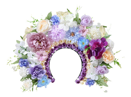 Kit De Diadema De Diadema De Flores Artificial De Púrpura
