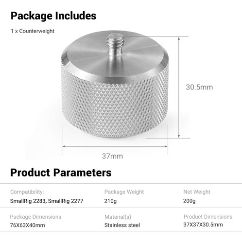 Contrapeso Extraíble 7.05 Oz Para Dji Ronin S/ronin Rs 2 / R