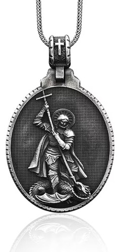 Medalla Collar San Jorge Plata 925: Regalo Hombre Mujer