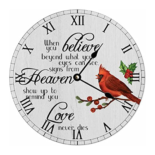 Godblessign Cardinal - Reloj De Pared Cardenal De Navidad De