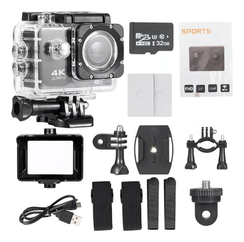 Camara Video Deportiva Acción Gopro 4k Ultra Hd 1080p Wifi Color Negro