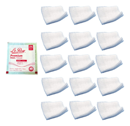 Gasa 10x10cm Absorbente Le Roy Estéril Premium Kit 15 Pzas