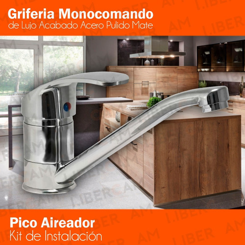 Canilla Griferia Monocomando Cocina Mesada Pico Largo Oferta