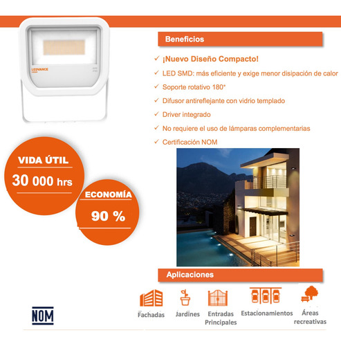 Set 3 Foco Proyectores Osram Ledvance 10w Luz Calido 800lm