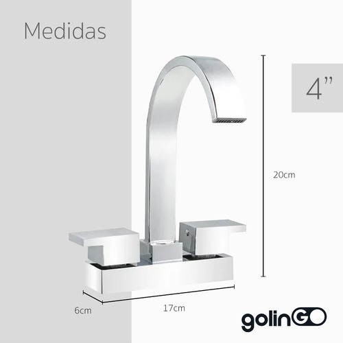Mezcladora Lavabo Cascada Baño Acero Inoxidable Lavamanos 4' Color Cromado