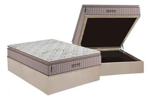 Cama Baú Casal: Colchão Molas Plumatex Lfk Sealy Resistance