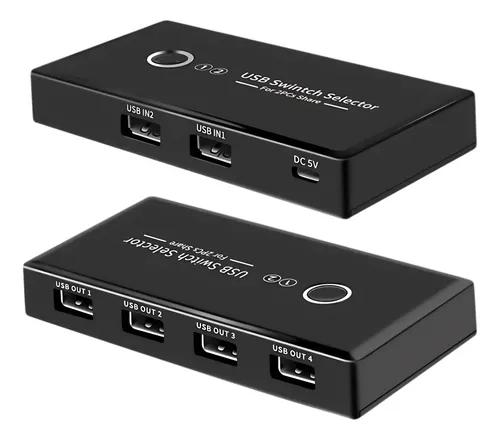 Hub Conmutador Kvm Switch Usb 2.0 Compartir 4 Dispositivos