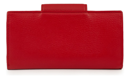Billetera Mujer Cuero Monedero Tarjetero Briganti Hebilla Color Rojo