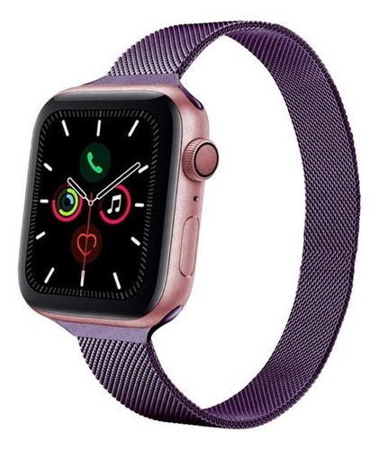 Malla Para Reloj Mirannis Magnetica Imantada P Apple 38 40mm Color Lila