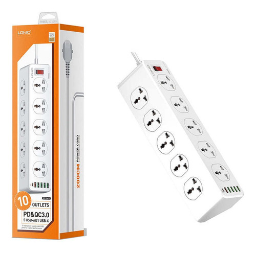 Toma Corriente Ldnio Sc10610 Carga Rápida 10socket 5usb  1c 