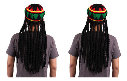 Gorro Rhasta Rasta Jamaica, Tejido A Ganchillo, Holgado, 2 U