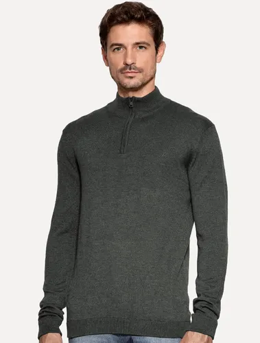 トップス amizoS Blusa Aramis Tricot Gola Alta Half Zip Surton Grafite