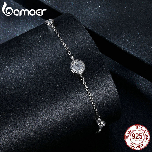 925 Pulsera Cadena Moissanite Estrella Incrustaciones .