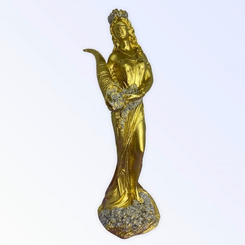 Escultura Deusa Da Fortuna 18 Cm Dourada E Prata Brilhante