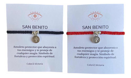 Pulseras San Benito 2 Piezas Protección Amuleto Medalla