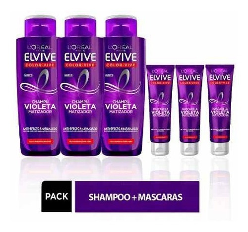 Pack 3 Shampoo + 3 Mascaras Colorvive Purple L'oréal Paris