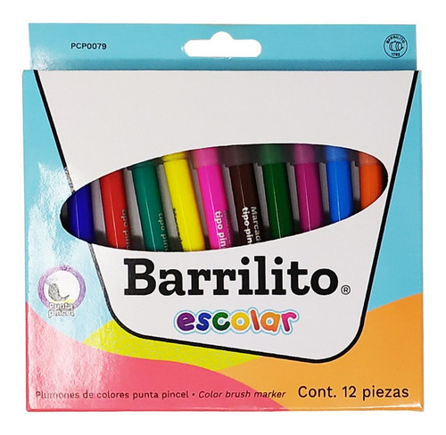 Plumon Paq C/12 Pzas Varios Colores Punta Pincelin