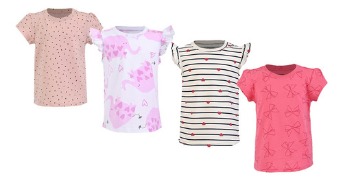 Set Playera De Bebe Niña 4 Piezas