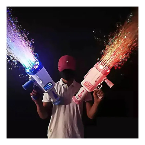 Burbujero Bazooka Carga Usb Bubble Rocket Con Luz Cod 528 Rojo