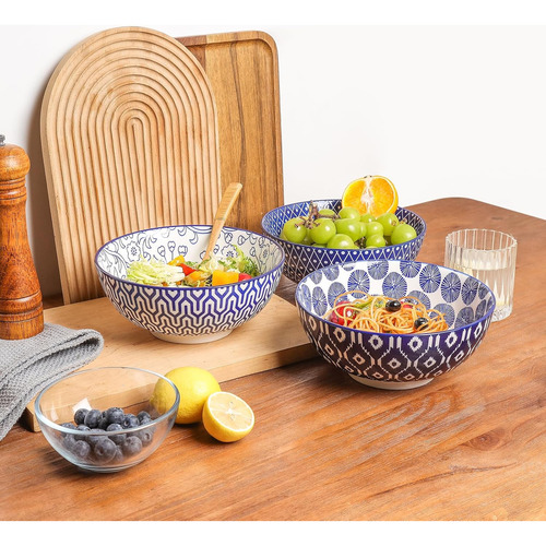 Juego De Ensaladeras De Ceramica, 20cm De Diametro, Set D...