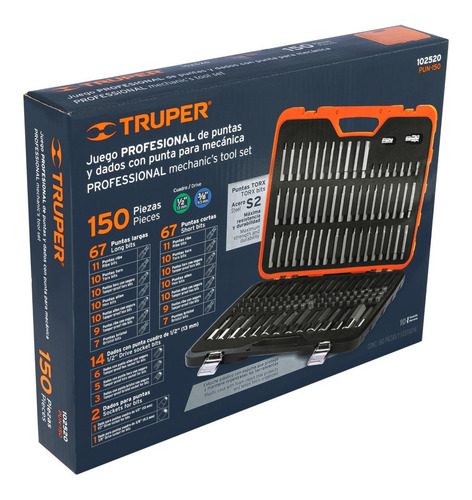 Juego Puntas Dados 150 Pz Torx Allen Bristol Ribe Truper