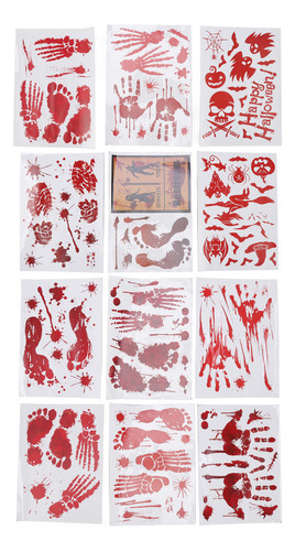 Pegatinas Bloody Sticker Para Huellas De Manos, 12 Unidades,