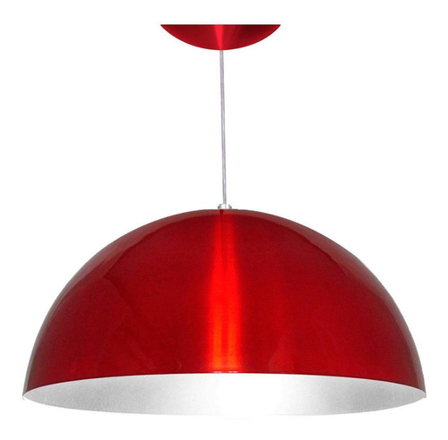 Lustre Pendente Utron Alumínio Meia Lua 43cm E27 Vermelho