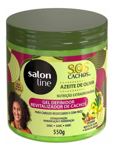 Gel Definidor S.o.s Cachos Azeite De Oliva Salon Line 550g