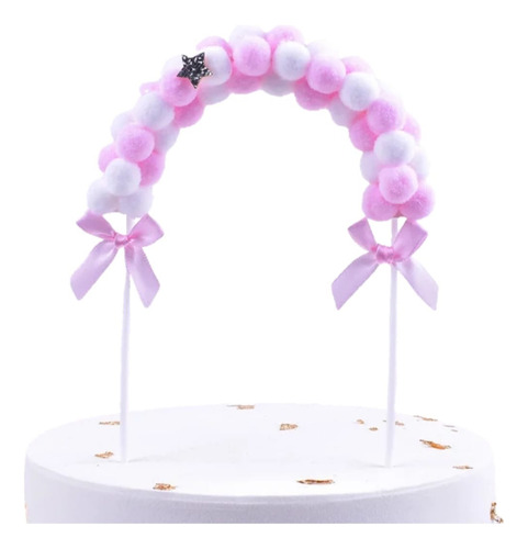 Topper Deco Torta Arco Pompones Nube Primer Año 