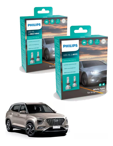 Kit Super Led Philips Hb3 + H11 Novo Hyundai Creta